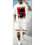 Conjunto Masculino Streetwear Bermuda Camiseta Nevermind 188 - BRANCO - QUEIMA DE ESTOQUE