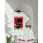 Conjunto Masculino Streetwear Bermuda Camiseta Nevermind 188 - BRANCO - QUEIMA DE ESTOQUE
