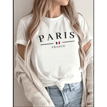 Camiseta Casula Feminina Paris França Blusa de verão - BRANCO - QUEIMA DE ESTOQUE
