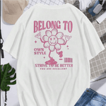 Camiseta Streetwear Belong To Own Style Lançamento Unissex Flor - BRANCO - QUEIMA DE ESTOQUE