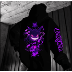 Blusa Moletom Canguru Gengar Fantasma Pokemon Feminino Masculino Flanelado Unissex Inverno Algodao - PRETO - QUEIMA DE ESTOQUE