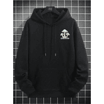 Moletom Com Capuz Masculino De Corte Largo Com Estampa De Cogumelo E Slogan EXPECTATION - PRETO - QUEIMA DE ESTOQUE