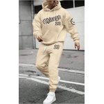 KIT MASCULINO MOLETOM E CALÇA CHICAGO 23 MODA INVERNO - BEGE - QUEIMA DE ESTOQUE