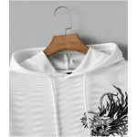 Moletom Com Capuz Estampa De Dragão Japonês Streetwear - BRANCO - QUEIMA DE ESTOQUE