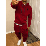 Conjunto De Moletom Com Capuz E Calça Estampa Cruzada MASCULINO - BORDO - QUEIMA DE ESTOQUE