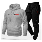 Conjunto Moletom Unissex Estampado Paris Calça e Blusa Com Capuz Bolso Canguru - CINZA/PRETO - QUEIMA DE ESTOQUE