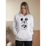 Moletom Feminino Blusa De Frio Canguru Michey Minnie Disney DirtyPink - BRANCO - QUEIMA DE ESTOQUE
