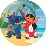 PAINEL DE FESTA DO LILO STICTH DE 50 X 50 SUBLIMADO NO TECIDO COM ACABAMENTO NO ELÁSTICO. QUEIMA DE ESTOQUE