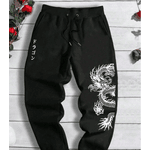 Calças de moletom masculinas em estilo solta com cós de cordão - PRETO - QUEIMA DE ESTOQUE