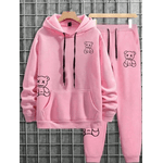 kit Moletom e Calça Unissex Ursinhos Inverno - ROSA - QUEIMA DE ESTOQUE