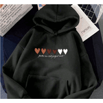 Moletom Feminino Corações Confortável Elegante Inverno - PRETO - QUEIMA DE ESTOQUE