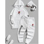 Kit Moletom e Calça Bepond Self Flor Detalhes nas Mangas Casual Tendência - BRANCO - QUEIMA DE ESTOQUE