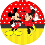 Painel Minnie E Mickey 50x50 Redondo Sublimado Com Elástico BELLESMODAS - QUEIMA DE ESTOQUE