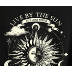 Camiseta Feminina Com Estampa De Sol E Rosto, Gola Redonda, Manga Curta - PRETO - QUEIMA DE ESTOQUE