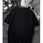 Camiseta casual masculina de manga curta com estampa de GATO DISCO VOADOR - PRETO - QUEIMA DE ESTOQUE