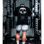 Camiseta Oversized Streetwear Caveira Academia - PRETO - QUEIMA DE ESTOQUE