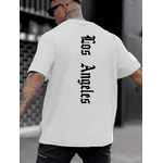 Camiseta Oversized Los Angeles Style Ombro Caído Estilosa - BRANCO - QUEIMA DE ESTOQUE