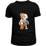 Camiseta Camisa Estampada Masculina Ursinho Caveira 100% Algodão Casual - PRETO - QUEIMA DE ESTOQUE