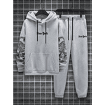 Conjunto Moletom e Calça Minimalista Dragão nas Mangas - CINZA - QUEIMA DE ESTOQUE