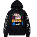 Blusa Moletom Anime Demon Slayer Kimetsu No Yaiba Harajuku Homme Canguru - PRETO - QUEIMA DE ESTOQUE