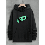 Moletom Canguru Unissex Estampa Alien Blusa de Frio Algodão Inverno Quente Aconchegante - PRETO - QUEIMA DE ESTOQUE