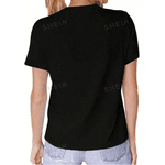 Camiseta Feminina Casual de Verão GATINHOS Camisa 100% Algodão Linha Premium - PRETO - QUEIMA DE ESTOQUE
