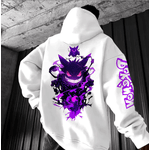 Blusa Moletom Canguru fantasma Pokémon Feminino Masculino Flanelado Unissex Inverno Algodão - BRANCO - QUEIMA DE ESTOQUE