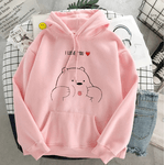 Moletom Canguru Blusa Urso Sem Curso I Love You Panda Coração Desenho Fofo - ROSA - QUEIMA DE ESTOQUE