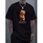 Camiseta Masculina Urso no Matter Camisa 100% Algodão Malha - PRETO - QUEIMA DE ESTOQUE