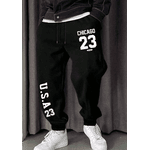 Calça Masculina U.S.A CHICAGO 23 Moletom Casual - PRETO - QUEIMA DE ESTOQUE