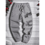 Calça de Moletom 100% Algodão Masculino Casual Lançamento Estampa Dragão - CINZA - QUEIMA DE ESTOQUE