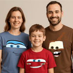 Camiseta Mate Ou Relâmpago Mcqueen / Sally - Desenho Carros- Unissex- Infantil, Adulto E Plus Size - QUEIMA DE ESTOQUE