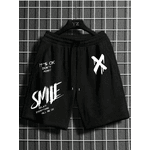Shorts MOLETOM X IT'S OK Homens Gráfico De Slogan Cintura Com Cordão - PRETO - QUEIMA DE ESTOQUE