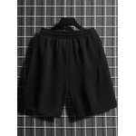 Shorts MOLETOM X IT'S OK Homens Gráfico De Slogan Cintura Com Cordão - PRETO - QUEIMA DE ESTOQUE