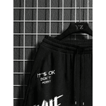 Shorts MOLETOM X IT'S OK Homens Gráfico De Slogan Cintura Com Cordão - PRETO - QUEIMA DE ESTOQUE