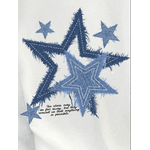 Manfinity Joysei Camiseta Básica Masculina com Gráfico de Estrela Branca de Gola Careca - BRANCO - QUEIMA DE ESTOQUE