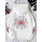 Blusa Moletom Com Capuz Estampado Aranha Teia Unissex Hoodie - BRANCO - QUEIMA DE ESTOQUE