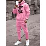 Moletom GOD GOT ME Com Capuz Masculino Com Impressão De Slogan E Cordão - Rosa G - QUEIMA DE ESTOQUE