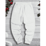 Calça de Moletom com Cordão na Cintura com Estampa de Dragão e Letra - BRANCO - QUEIMA DE ESTOQUE