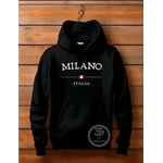 Moletom Milano Itália Estampa Frente Linha Premium Streetwear Com Capuz Flanelado Agasalho de Frio - PRETO - QUEIMA DE ESTOQUE