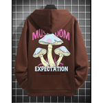 Moletom Com Capuz Com Estampa De Cogumelo - MARROM P - QUEIMA DE ESTOQUE