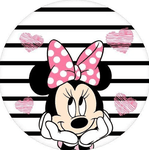 Painel Redondo Minnie Rosa Tecido Sublimado C/ Elástico - QUEIMA DE ESTOQUE