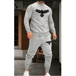 Kit Conjunto Moletom Gola Redonda+ Calça Masculino Águia Casual Moda - Cinza GG - QUEIMA DE ESTOQUE