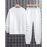 Kit Conjunto Moletom Gola Redonda+ Calça Paris Listras Casual Masculino Moda - Branco GG - QUEIMA DE ESTOQUE