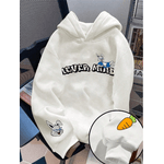Moletom Com Capuz de Ombros Caídos COELHO LEVER e Grosso Para Homens - Branco M - QUEIMA DE ESTOQUE