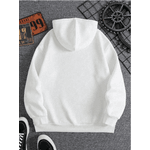 Moletom Com Capuz de Ombros Caídos COELHO LEVER e Grosso Para Homens - Branco M - QUEIMA DE ESTOQUE