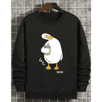 Moletom Sem Bolso Gola Redonda UNISSEX Desenho Pato base Algodão | PRETO G - QUEIMA DE ESTOQUE