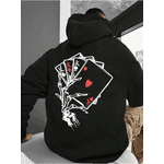 Moletom Masculino Mão Esqueleto de Cartas Costas Inverno Tendência - PRETO G - QUEIMA DE ESTOQUE 