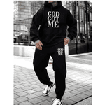Conjunto Moletom Masculino God Got Me Streetwear - PRETO M - QUEIMA DE ESTOQUE