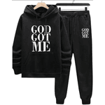 Conjunto Moletom Masculino God Got Me Streetwear - PRETO M - QUEIMA DE ESTOQUE